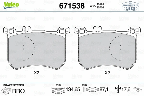 Brake Pad Set, disc brake (671538)