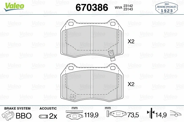 Brake Pad Set, disc brake (670386)