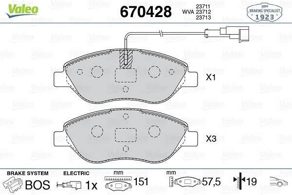 Brake Pad Set, disc brake (670428)