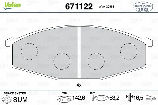 Brake Pad Set, disc brake (671122)