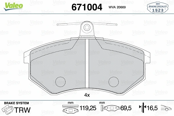 Brake Pad Set, disc brake (671004)
