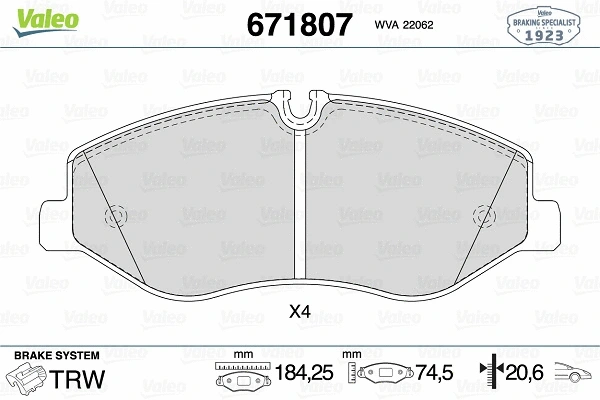 Brake Pad Set, disc brake (671807)