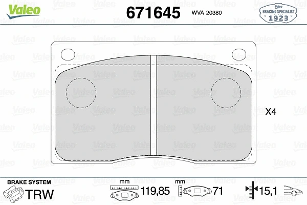 Brake Pad Set, disc brake (671645)