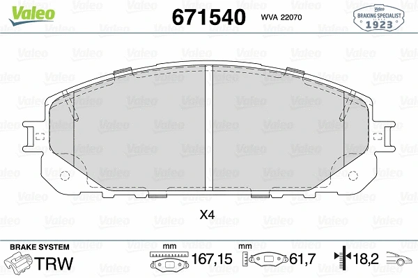 Brake Pad Set, disc brake (671540)