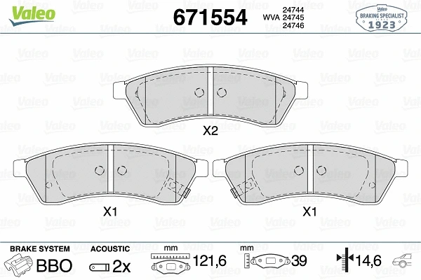Brake Pad Set, disc brake (671554)