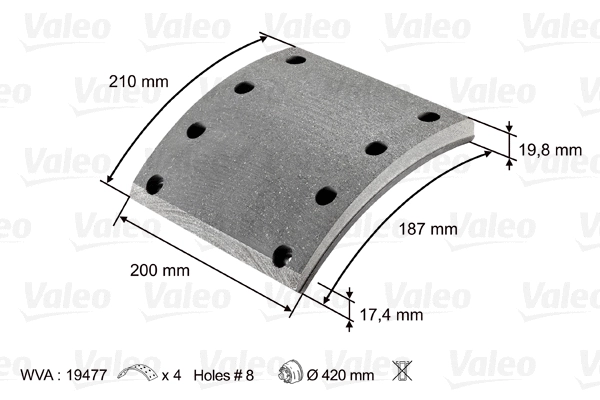 Brake Lining Kit, drum brake (219802)