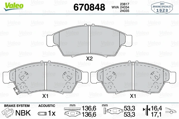 Brake Pad Set, disc brake (670848)