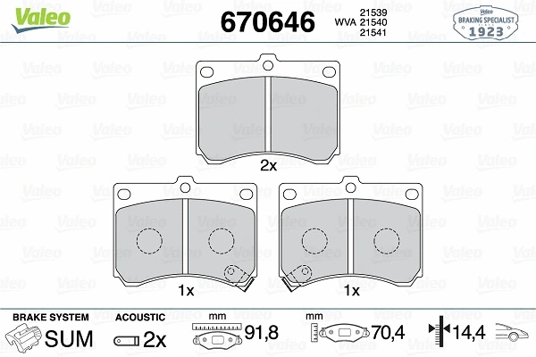 Brake Pad Set, disc brake (670646)