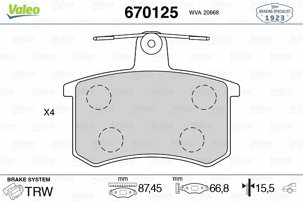 Brake Pad Set, disc brake (670125)