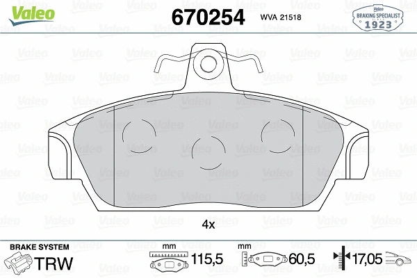 Brake Pad Set, disc brake (670254)