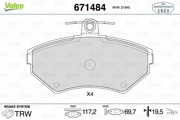 Brake Pad Set, disc brake (671484)