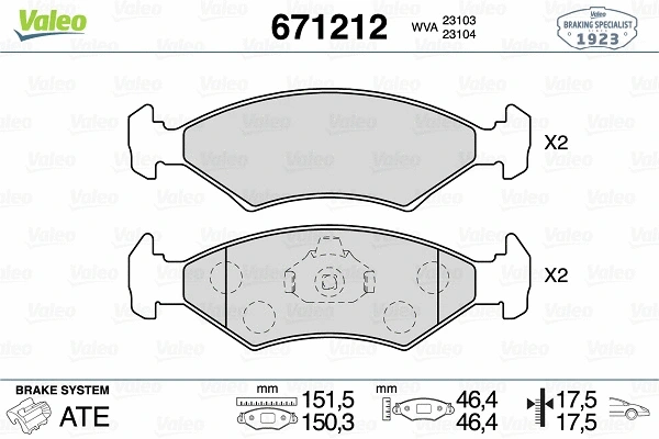 Brake Pad Set, disc brake (671212)