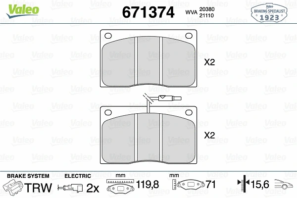 Brake Pad Set, disc brake (671374)