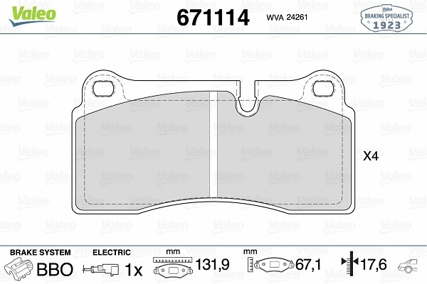 Brake Pad Set, disc brake (671114)