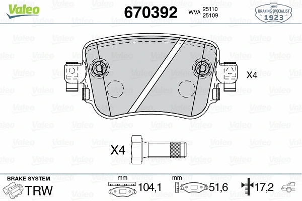 Brake Pad Set, disc brake (670392)