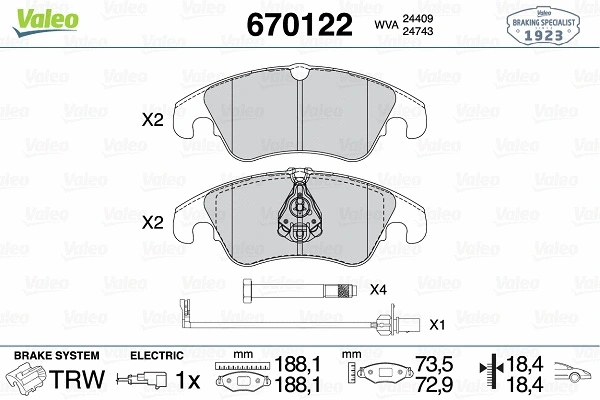 Brake Pad Set, disc brake (670122)