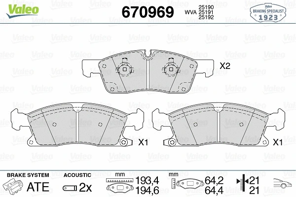 Brake Pad Set, disc brake (670969)