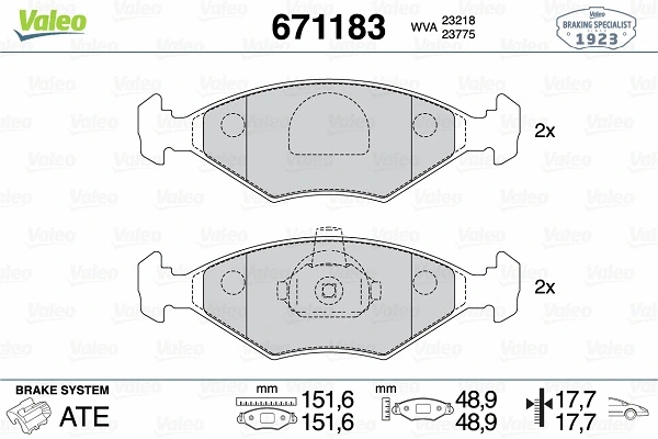Brake Pad Set, disc brake (671183)