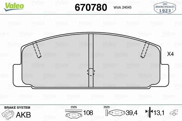 Brake Pad Set, disc brake (670780)