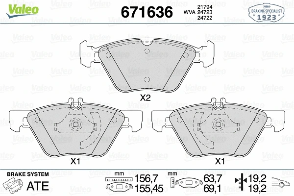 Brake Pad Set, disc brake (671636)