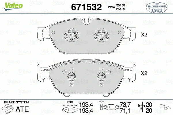 Brake Pad Set, disc brake (671532)