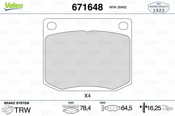 Brake Pad Set, disc brake (671648)