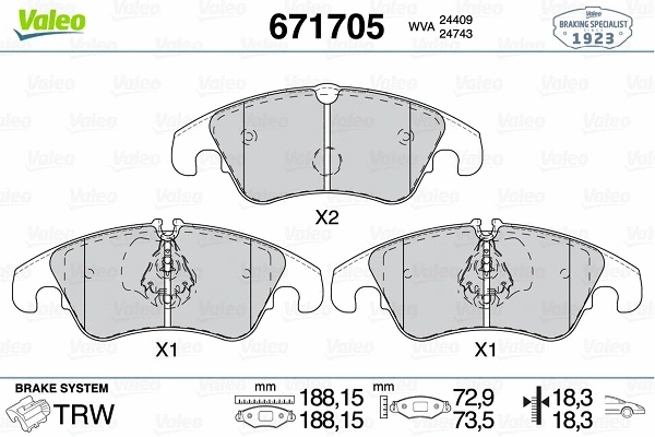 Brake Pad Set, disc brake (671705)