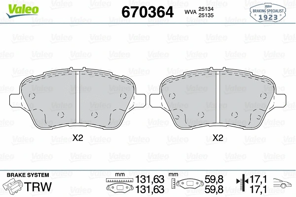 Brake Pad Set, disc brake (670364)