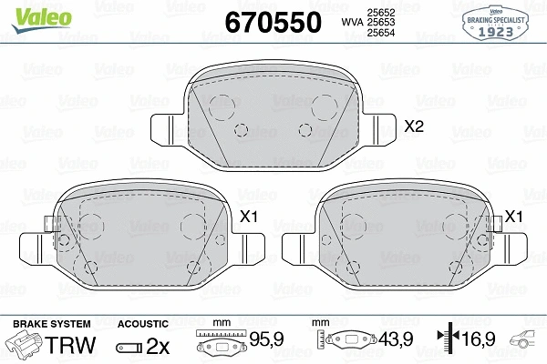 Brake Pad Set, disc brake (670550)