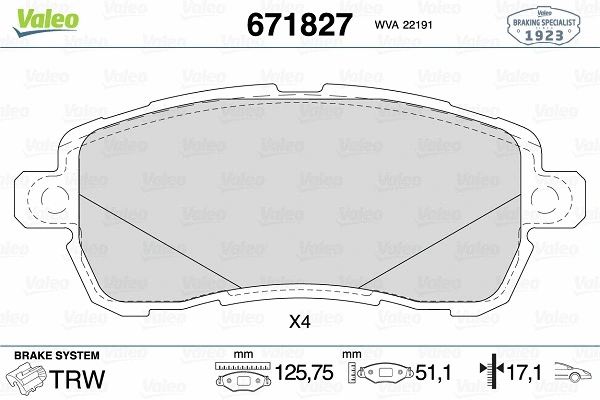 Brake Pad Set, disc brake (671827)