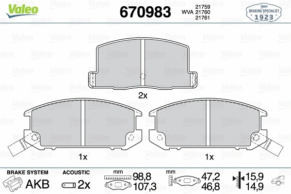 Brake Pad Set, disc brake (670983)