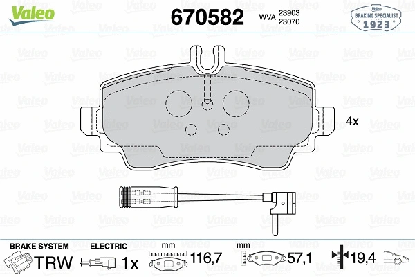 Brake Pad Set, disc brake (670582)