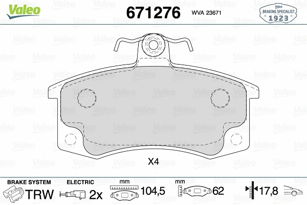 Brake Pad Set, disc brake (671276)
