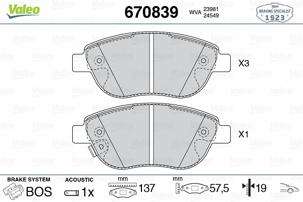 Brake Pad Set, disc brake (670839)