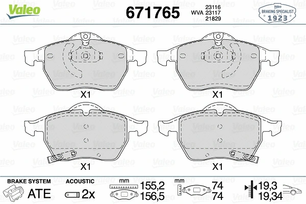 Brake Pad Set, disc brake (671765)