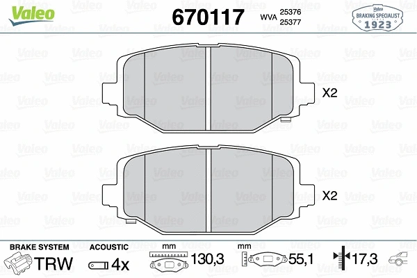 Brake Pad Set, disc brake (670117)