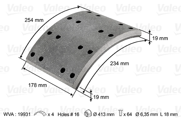 Brake Lining Kit, drum brake (124027)