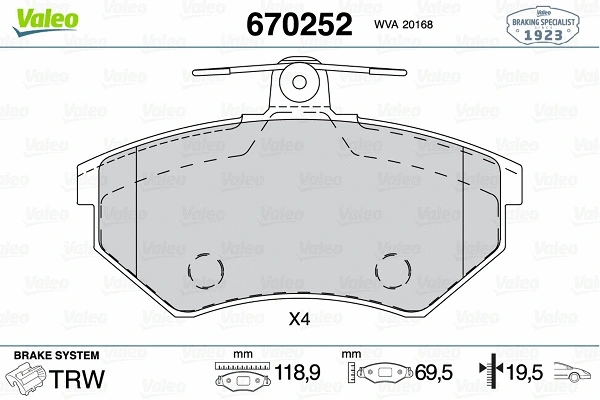 Brake Pad Set, disc brake (670252)