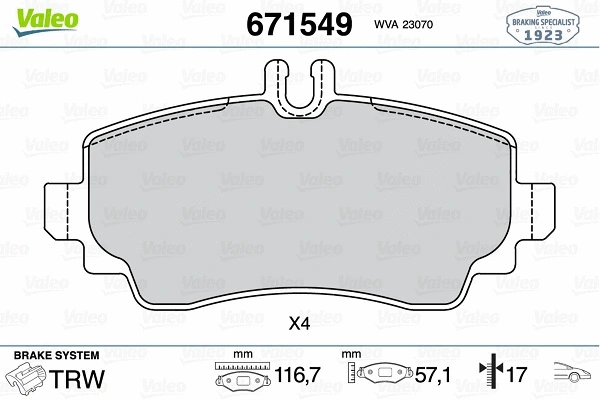 Brake Pad Set, disc brake (671549)