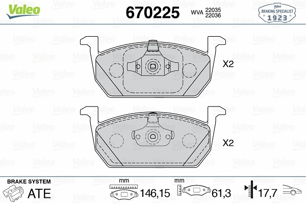 Brake Pad Set, disc brake (670225)