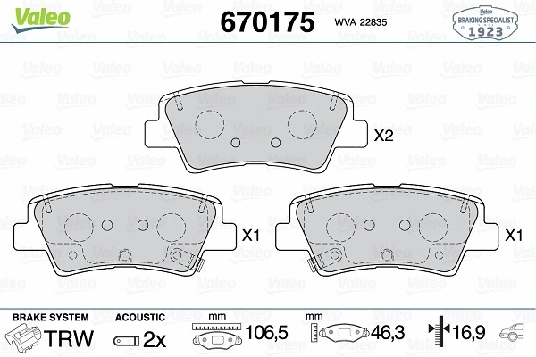 Brake Pad Set, disc brake (670175)