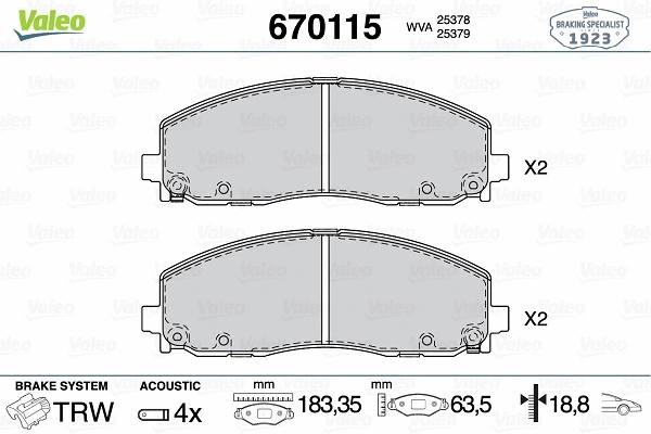 Brake Pad Set, disc brake (670115)