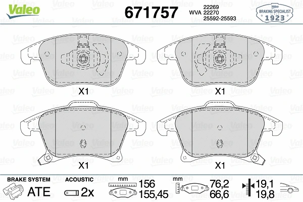 Brake Pad Set, disc brake (671757)