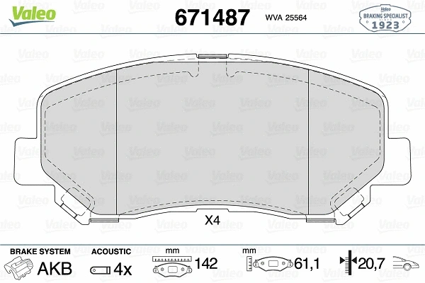 Brake Pad Set, disc brake (671487)