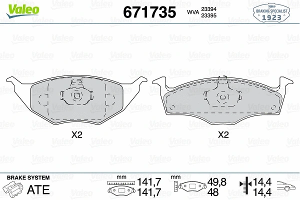 Brake Pad Set, disc brake (671735)