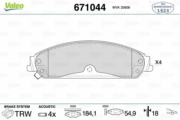 Brake Pad Set, disc brake (671044)