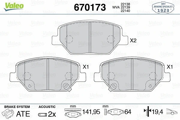 Brake Pad Set, disc brake (670173)
