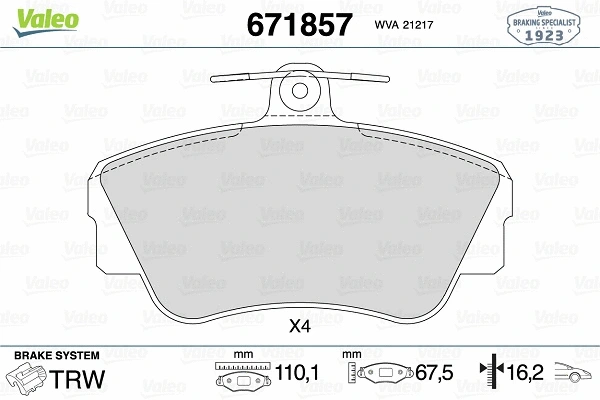 Brake Pad Set, disc brake (671857)