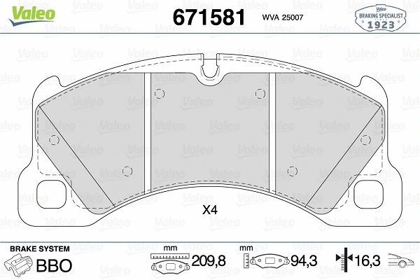 Brake Pad Set, disc brake (671581)