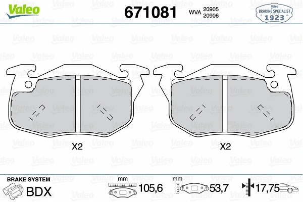 Brake Pad Set, disc brake (671081)